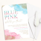 Invitation Aquarelle bleu rose or Parties scintillant Sexe Ré