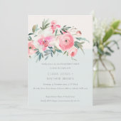 Invitation Aquarelle bleu rose orchidée Fiançailles floral (Debout devant)