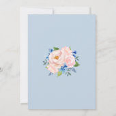 Invitation Aquarelle bleu rose pâle Floral Mariage or (Dos)