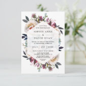 Invitation Aquarelle bleu rose pâle Mariage de bouquet floral (Debout devant)