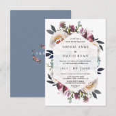 Invitation Aquarelle bleu rose pâle Mariage de bouquet floral (Devant / Derrière)