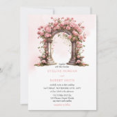 Invitation Aquarelle bleu rose rustique mariage arche (Devant)
