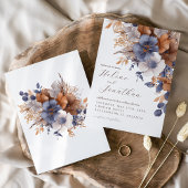 Invitation Aquarelle bleu rouille Dusty Floral Mariage élégan