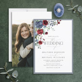 Invitation Aquarelle bleu roux bordeaux bleu foncé photo