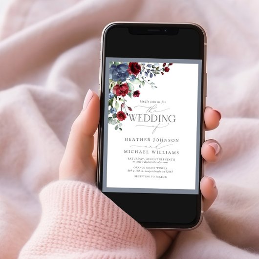 Invitation Aquarelle bleu roux bordeaux bleu foncé photo