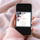 Invitation Aquarelle bleu roux bordeaux bleu foncé Script