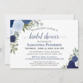 Invitation Aquarelle bleu rustique Floral Chic Fête des marié (Devant)