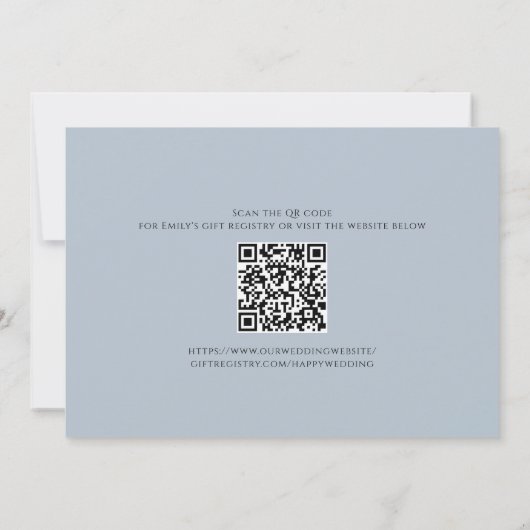 Invitation Aquarelle Bleu Script Élégant Joli Mariage (Dos)