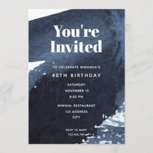 Invitation Aquarelle bleu splash Audacieux Typographie Annive