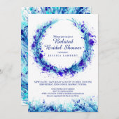Invitation Aquarelle bleu splat nuptiale (Devant / Derrière)