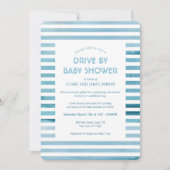 Invitation Aquarelle Bleu Stripes Drive Par Baby shower (Devant)