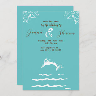 Invitation Aquarelle bleu turquoise Ombre Mandala We Eloped I