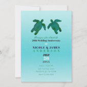 Invitation Aquarelle bleu vert Anniversaire des tortues de me (Devant)
