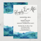 Invitation Aquarelle bleu vert Aqua Happy Toujours Après (Devant / Derrière)