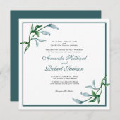 Invitation Aquarelle bleu vert Mariage (Devant / Derrière)