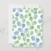 Invitation Aquarelle bleu vert Motif feuille ronde (Dos)