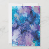 Invitation Aquarelle bleu violet double coeur Mariage Invit (Dos)