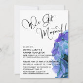 Invitation Aquarelle bleu violet Hydrangea Nous Nous Sommes M (Devant)