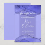 Invitation Aquarelle bleu violet lavande Dîner de répétition (Devant / Derrière)