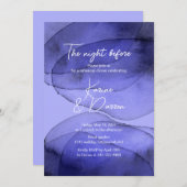 Invitation Aquarelle bleu violet lavande Dîner de répétition (Devant / Derrière)