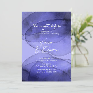 Invitation Aquarelle bleu violet lavande Dîner de répétition