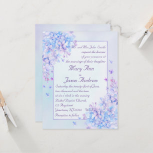 Invitation Aquarelle bleu violet Lilac Fleur Mariage Inviter