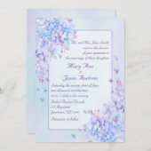 Invitation Aquarelle bleu violet Lilac Fleur Mariage Inviter (Devant / Derrière)
