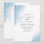 Invitation Aquarelle bleue Abstraite Dîner de répétition flor (Devant / Derrière)