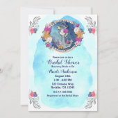 Invitation Aquarelle bleue Ancre florale marine moderne (Devant)