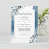 Invitation Aquarelle bleue avec Floral Bleu, Parents Hébergem (Debout devant)