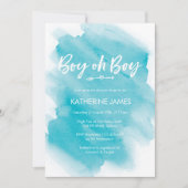 Invitation Aquarelle bleue Baby shower garçon (Devant)