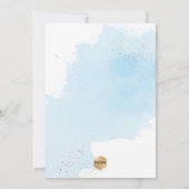 Invitation Aquarelle bleue Baptême d'or+1er anniversaire (Dos)