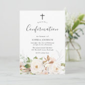 Invitation Aquarelle Bleue Bleu Bleu Joli Confirmation Floral (Debout devant)