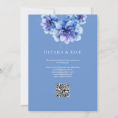 Invitation Aquarelle bleue Botanique Floral QR Code Mariage (Dos)