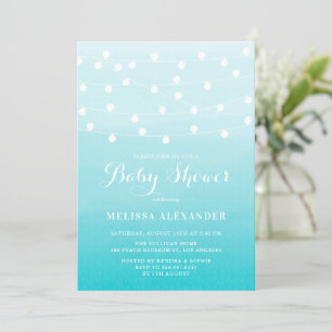 Invitation Aquarelle bleue Chaîne blanche Baby shower