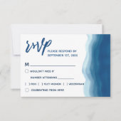 Invitation Aquarelle bleue | Choix de repas RSVP (Devant)