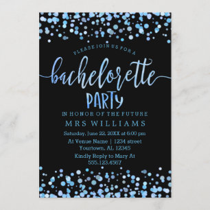 Invitation Aquarelle bleue Confetti Dots Bachelorette Party