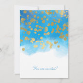 Invitation Aquarelle bleue Confetti Gold 30e anniversaire (Dos)