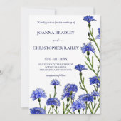 Invitation Aquarelle bleue Cornflowers Mariage (Devant)
