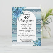 Invitation Aquarelle bleue Dentelle florale Anniversaire phot (Debout devant)