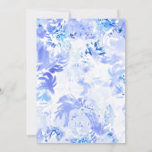 Invitation Aquarelle bleue et blanche Fleur Abstraite (Dos)