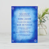 Invitation Aquarelle bleue et étoiles Bat mitzvah de barre pe (Debout devant)