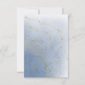 Invitation aquarelle bleue et feuille FAUX confetti baptême (Dos)