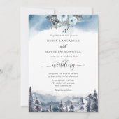 Invitation Aquarelle bleue et mariage aux Blue Mountains (Devant)