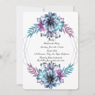 Invitation Aquarelle Bleue Et Violet Bachelorette Florale