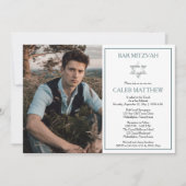 Invitation Aquarelle bleue | Étoile de David Bar Mitzvah (Devant)