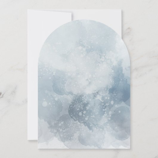 Invitation aquarelle bleue feuillage Première sainte communio (Dos)