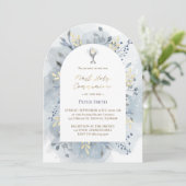 Invitation aquarelle bleue feuillage Première sainte communio (Debout devant)