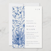 Invitation Aquarelle bleue Floral Peacock Couples Douche (Devant)
