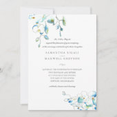 Invitation Aquarelle Bleue Florale Formelle Mariage Invitatio (Devant)